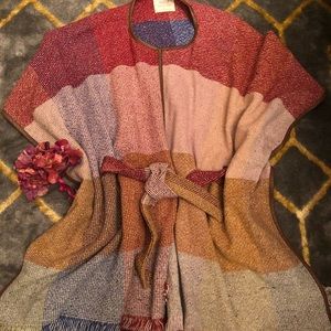 Anthropologie Poncho w/belt M/L -SUPER COOL